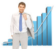 handsome businessman with big 3d chart