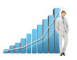 handsome businessman with big 3d chart