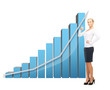 businesswoman with big 3d chart