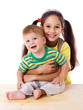 Photo: Two happy kids together Two happy kids together