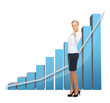 businesswoman with big 3d chart