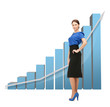 businesswoman with big 3d chart