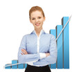 businesswoman with big 3d chart