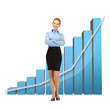businesswoman with big 3d chart