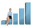Photo: businesswoman sitting on big 3d chart businesswoman sitting on big 3d chart
