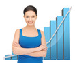 businesswoman with big 3d chart