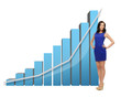businesswoman with big 3d chart