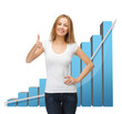 Photo: businesswoman with big 3d chart businesswoman with big 3d chart