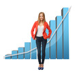businesswoman with big 3d chart
