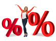 woman with percent signs