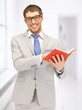 happy man with book