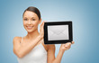 woman with tablet pc and envelope icon