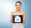 woman with tablet pc and envelope icon