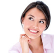 Thoughtful woman smiling