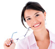Beautiful woman holding glasses