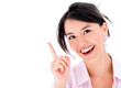 Woman pointing a great idea