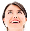 Happy woman looking up