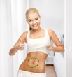 woman with arrows on her stomach
