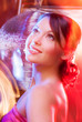 woman with disco ball