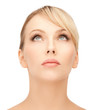 beautiful woman looking up