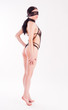 young woman in black lingerie