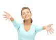 Foto: woman with an open hand ready for hugging woman with an open hand ready for hugging