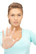 woman making stop gesture