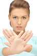 woman making stop gesture