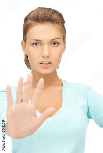 Photo: woman making stop gesture woman making stop gesture