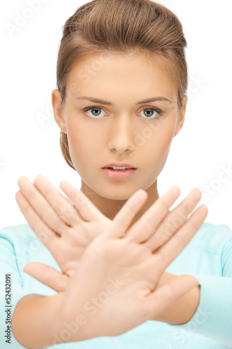 Photo: woman making stop gesture woman making stop gesture