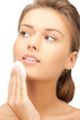 beautiful woman with cotton pad