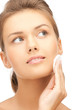 beautiful woman with cotton pad