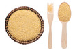 millet in a plate, fork and spoon