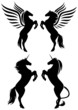 rearing up fantasy horses vector silhouettes