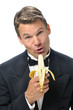 Photo: Male host singing with banana Male host singing with banana
