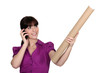 Photo: Female architect holding tube Female architect holding tube