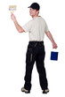 Painter with brush and paint bucket