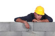 Tired mason, studio shot