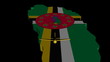 Plane taking off from Dominica map flag animation