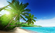 beach in sunset time on Mahe island in Seychelles