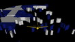 Plane taking off from Greece map flag animation