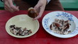 man hand clean autumn cep boletus mushroom knife