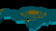 Plane taking off from Kazakhstan map flag animation