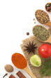 food ingredients and spices isolated on white background