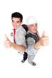 Thumbs up from two electricians