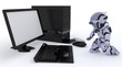 Illustration: Robot with computer Robot with computer