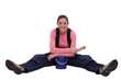 portrait of young painter sitting with legs apart