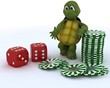 Illustration: tortoise with casino dice and chips tortoise with casino dice and chips