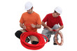 A team of tradesmen busy at work