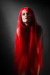 Sensual woman with red hair wig